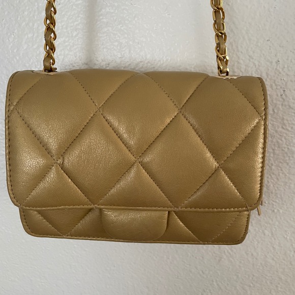Quilted Mini Baguette Shoulder‎ Bag Gold Chain Crossbody Purse - Picture 5 of 10